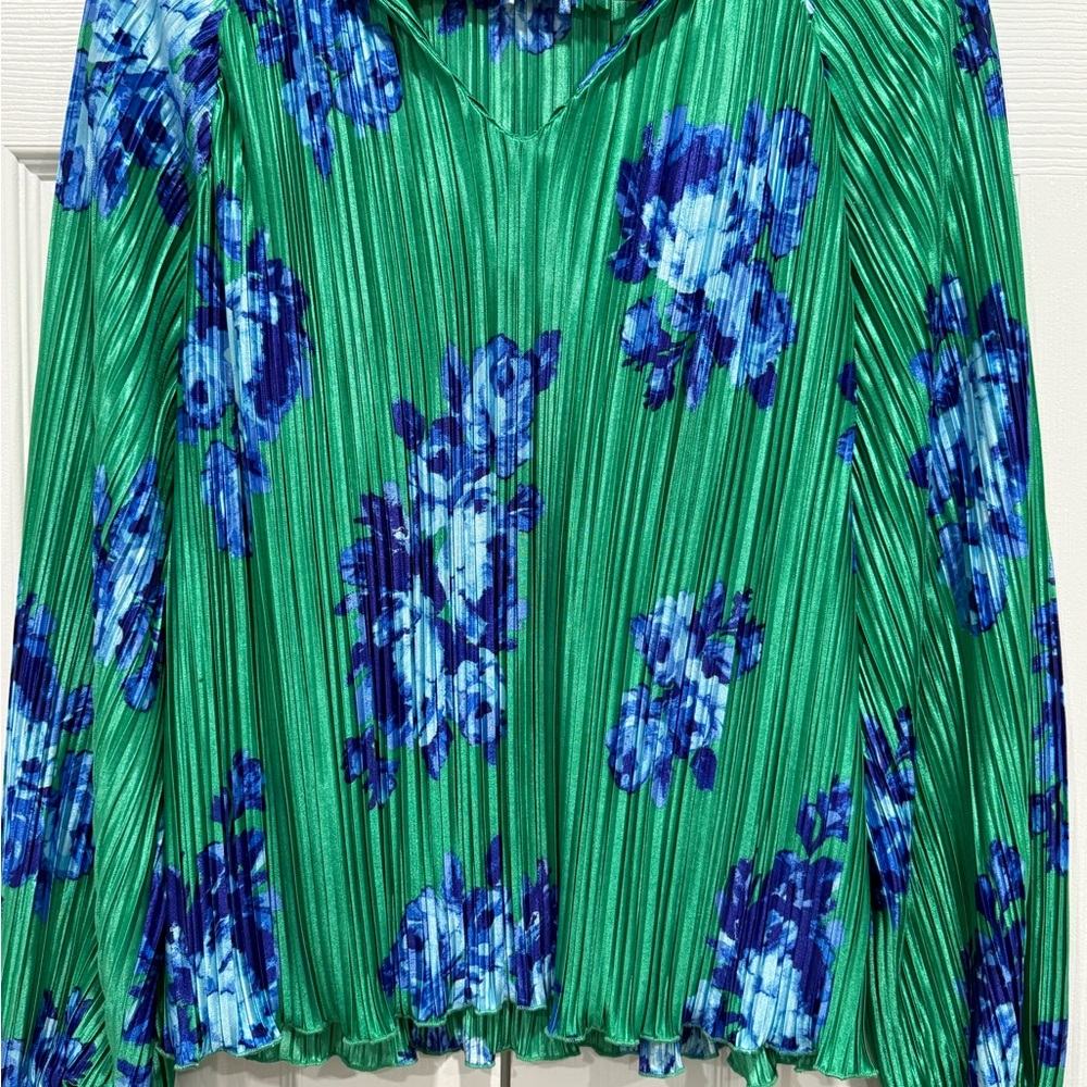 Floral Green and Blue Women's Top
